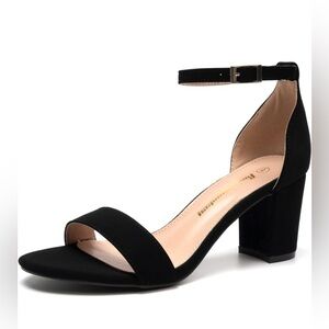 Women's Chunky High Heels Sandals,Two Strap Open Toe Ankle Strap Heeled Sandal